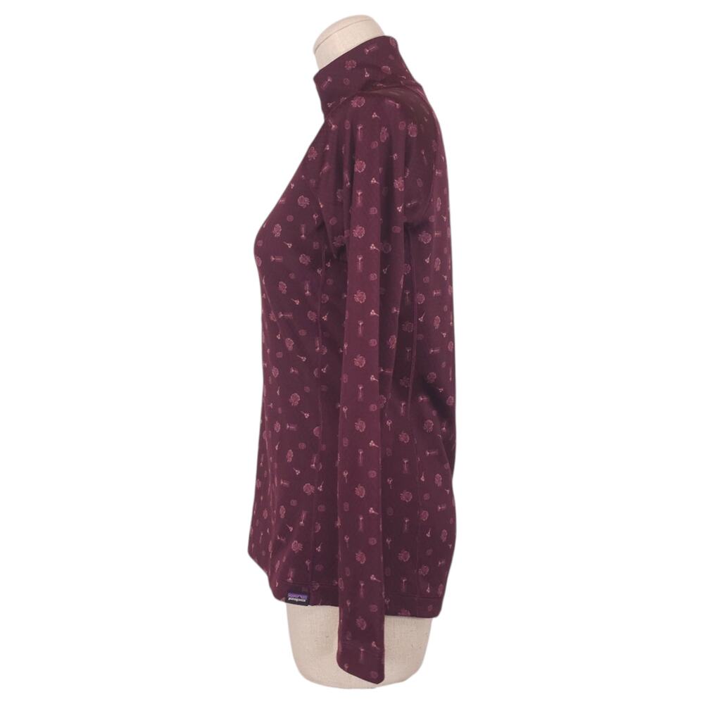 Patagonia 1/2 Zip Midweight Capilene Fire Floral Night Plum Sz Small - Picture 2 of 7